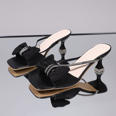 Bow Rhinestone Open-Toe Sandals for women from 6i6.com, perfect for glamorous events or stylish summer outfits.