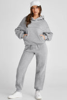 Dropped Shoulder Long Sleeve Hoodie and Pants Active Set - 6i6