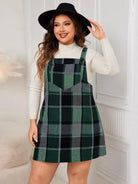 Plus Size Plaid Wide Strap Overall Dress - 6i6