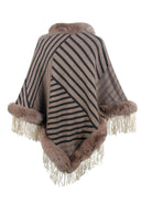 Striped Fringe Hem Poncho - 6i6