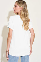 Basic Bae Bamboo Full Size V-Neck High-Low T-Shirt - 6i6