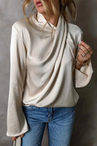 Cutout Ruched Long Sleeve Blouse - 6i6