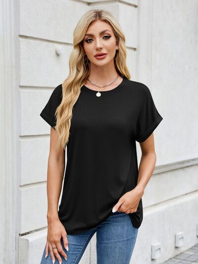 Florira Round Neck Short Sleeve T-Shirt for women from 6i6.com, a versatile and comfortable basic for everyday wear.