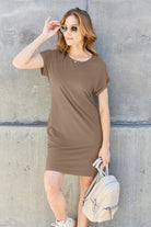 Basic Bae Full Size Round Neck Short Sleeve Dress with Pockets - 6i6