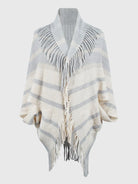 Fringe Detail Open Front Poncho - 6i6