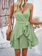 Ruffled Layered Surplice Mini Cami Dress - 6i6