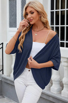 Eyelet Open Front Half Sleeve Cardigan - 6i6