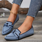 Bow Contrast Trim Point Toe Loafers - 6i6