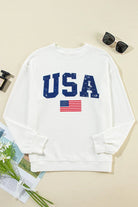 Letter Graphic Round Neck Long Sleeve Sweatshirt - 6i6