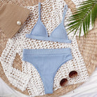 Spaghetti Strap Ribbed Bikini Set - 6i6