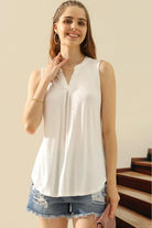 Ninexis Full Size Notched Sleeveless Top - 6i6