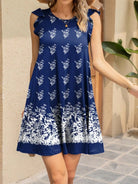 Ruffled Printed Cap Sleeve Mini Dress - 6i6