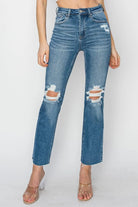 RISEN High Rise Distressed Ankle Jeans - 6i6