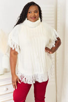 Justin Taylor Turtle Neck Fringe Poncho - 6i6