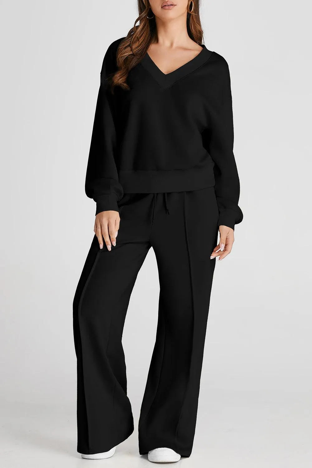 V-Neck Long Sleeve Top and Pants Active Set - 6i6