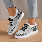 Lace-Up Leopard Flat Sneakers - 6i6