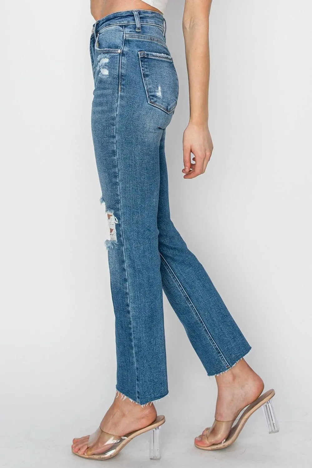 RISEN High Rise Distressed Ankle Jeans - 6i6