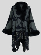 Faux Fur Trim Poncho - 6i6