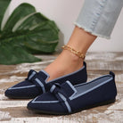 Bow Contrast Trim Point Toe Loafers - 6i6