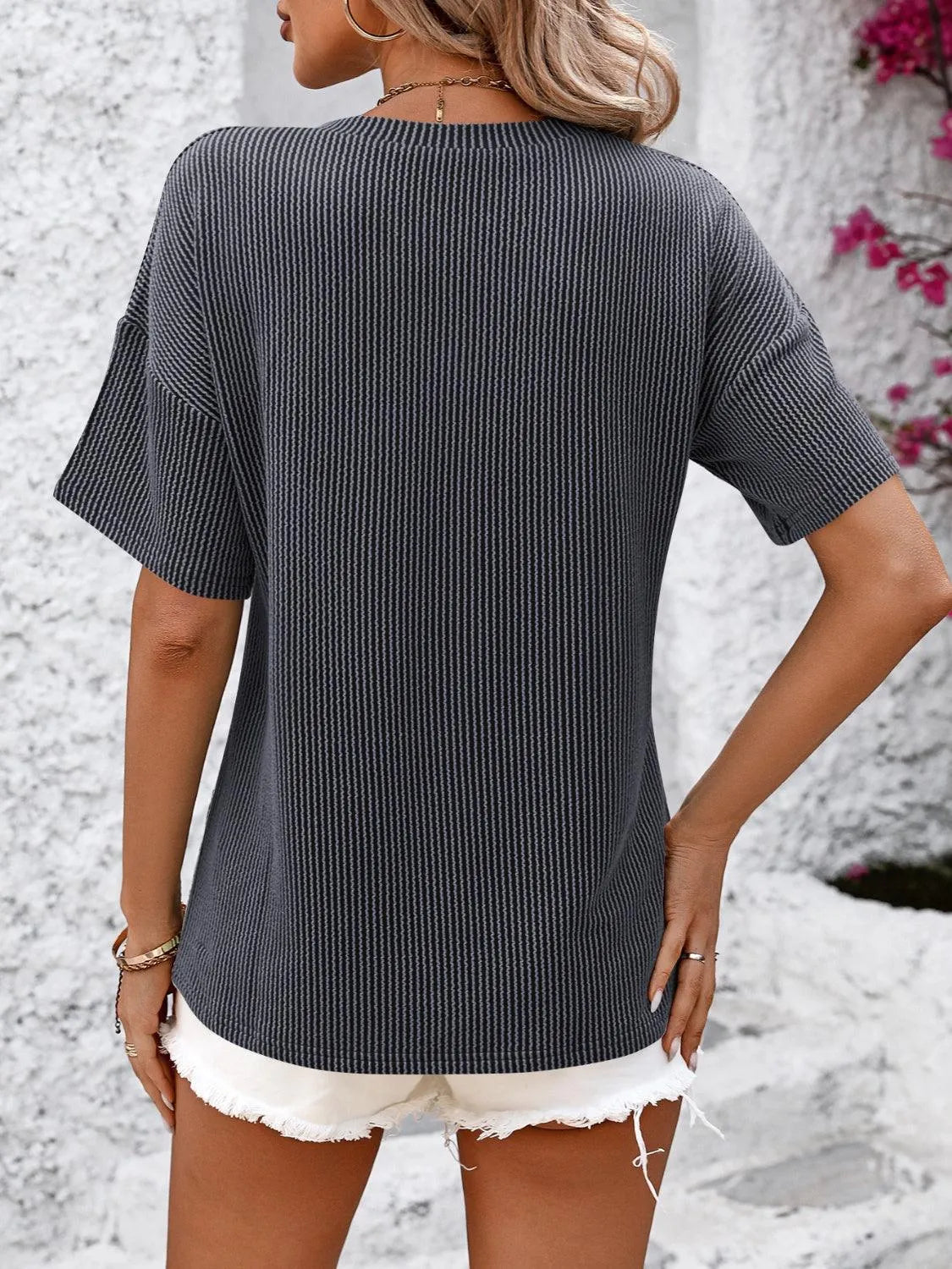 V-Neck Dropped Shoulder T-Shirt - 6i6