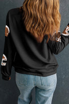 Sequin Round Neck Long Sleeve Sweatshirt - 6i6