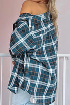 Plaid Collared Neck Long Sleeve Shirt - 6i6