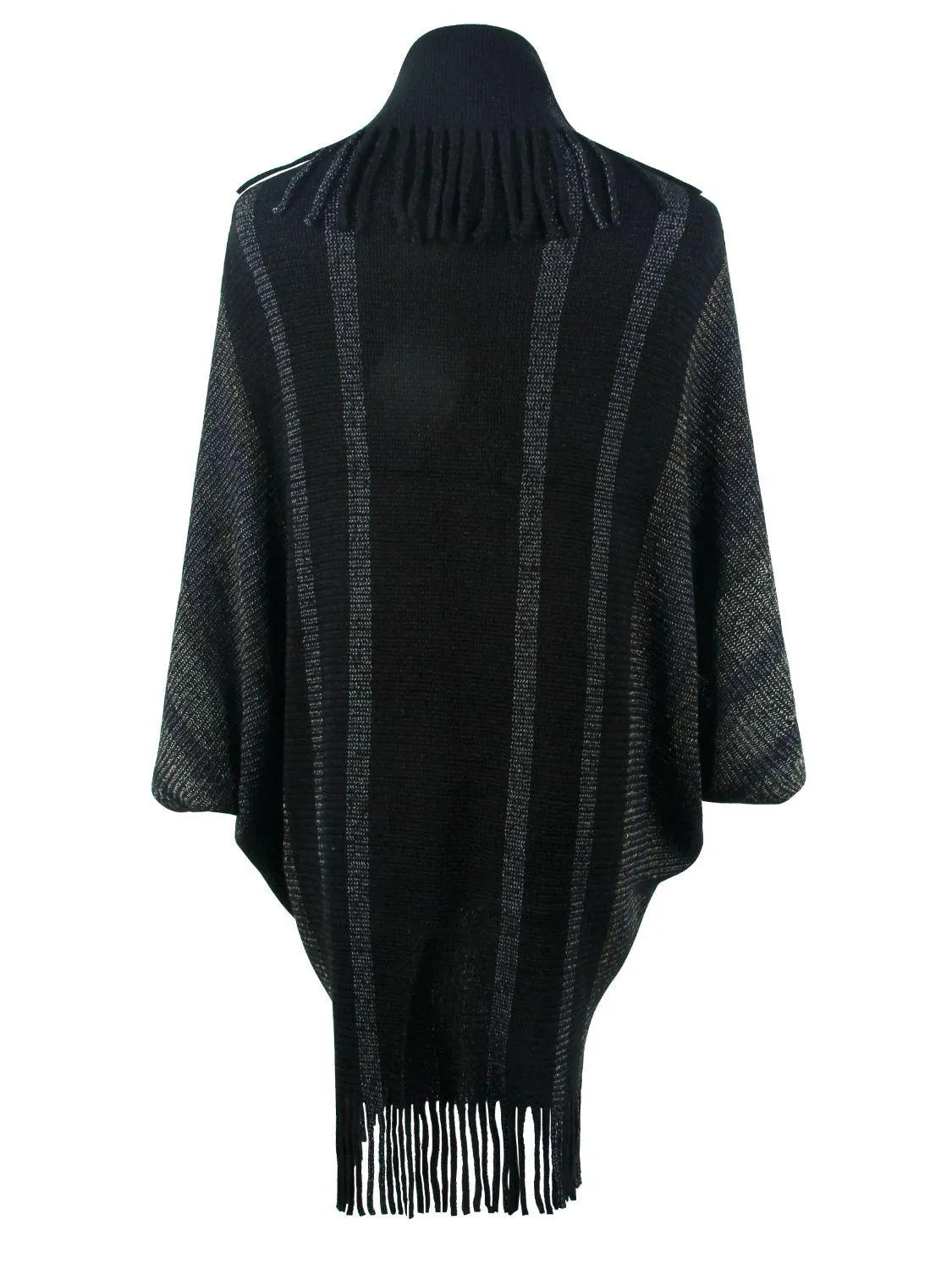 Fringe Detail Open Front Poncho - 6i6