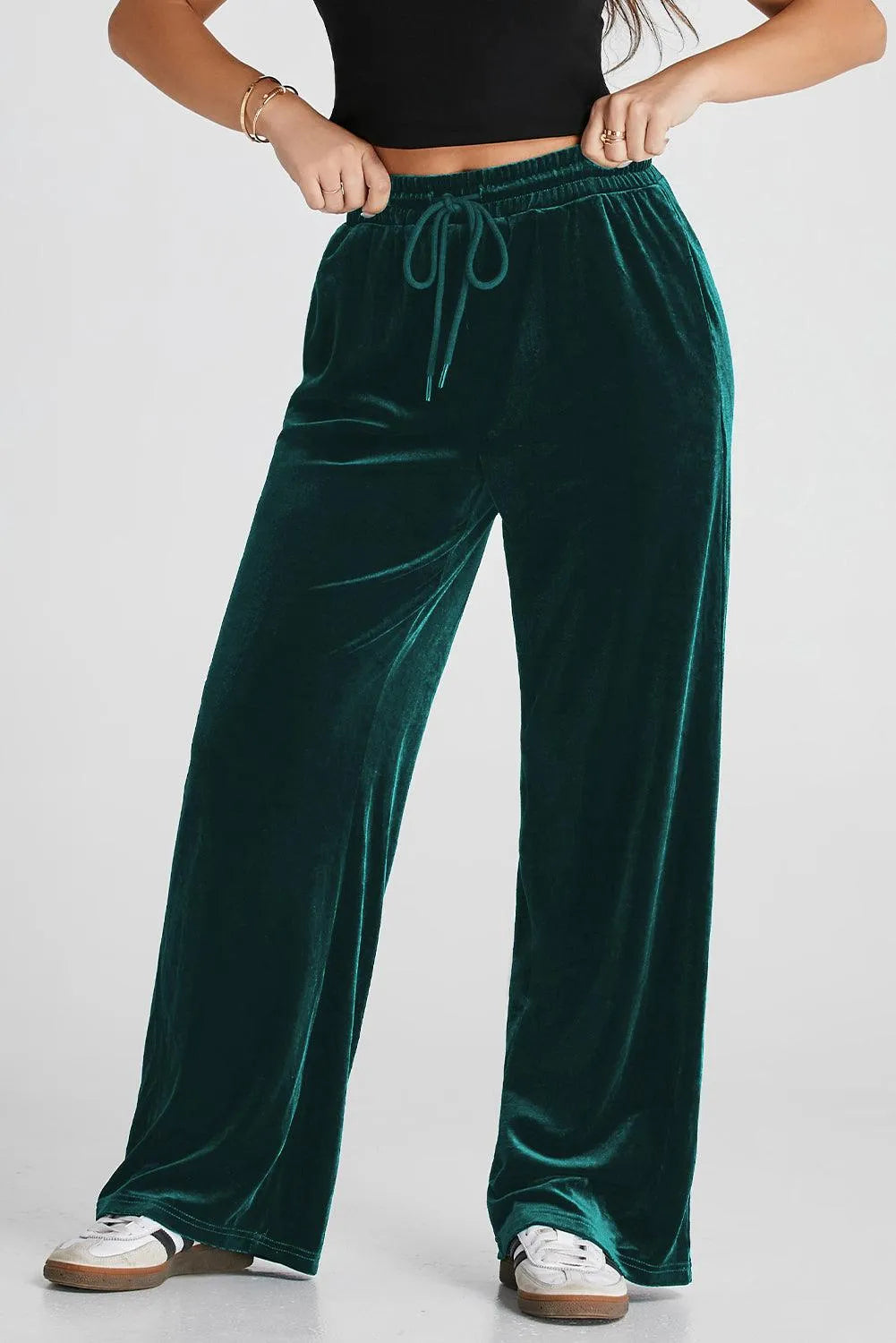 Drawstring Wide Leg Active Pants - 6i6