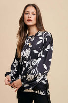 Annie Wear frill printed balloon sleeve blouse with a unique design and elegant frill details, perfect for a fashionable look, available at 6i6.com