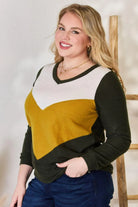 Hailey & Co Full Size Colorblock V-Neck Blouse - 6i6