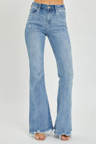 Risen Full Size High Rise Frayed Hem Flare Jeans - 6i6