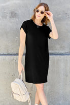 Basic Bae Bamboo Full Size Round Neck Short Sleeve Dress with Pockets - 6i6