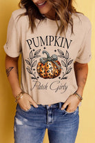 Pumpkin Graphic Round Neck Short Sleeve T-Shirt - 6i6