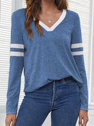 Heathered V-Neck Long Sleeve T-Shirt - 6i6