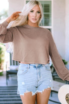 Round Neck Drop Shoulder Long Sleeve Top - 6i6