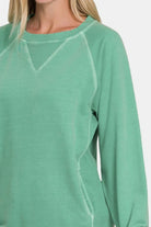 Zenana Pocketed Round Neck Long Sleeve Sweatshirt - 6i6