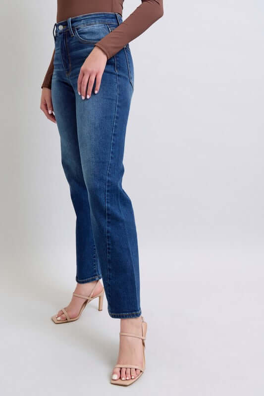 Judy Blue full-size straight jeans with side seam detailing and side pockets, offering a comfortable and stylish fit, available at 6i6.com