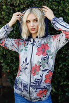 Blumin Apparel Full Size Floral Zip Up Hoodie - 6i6