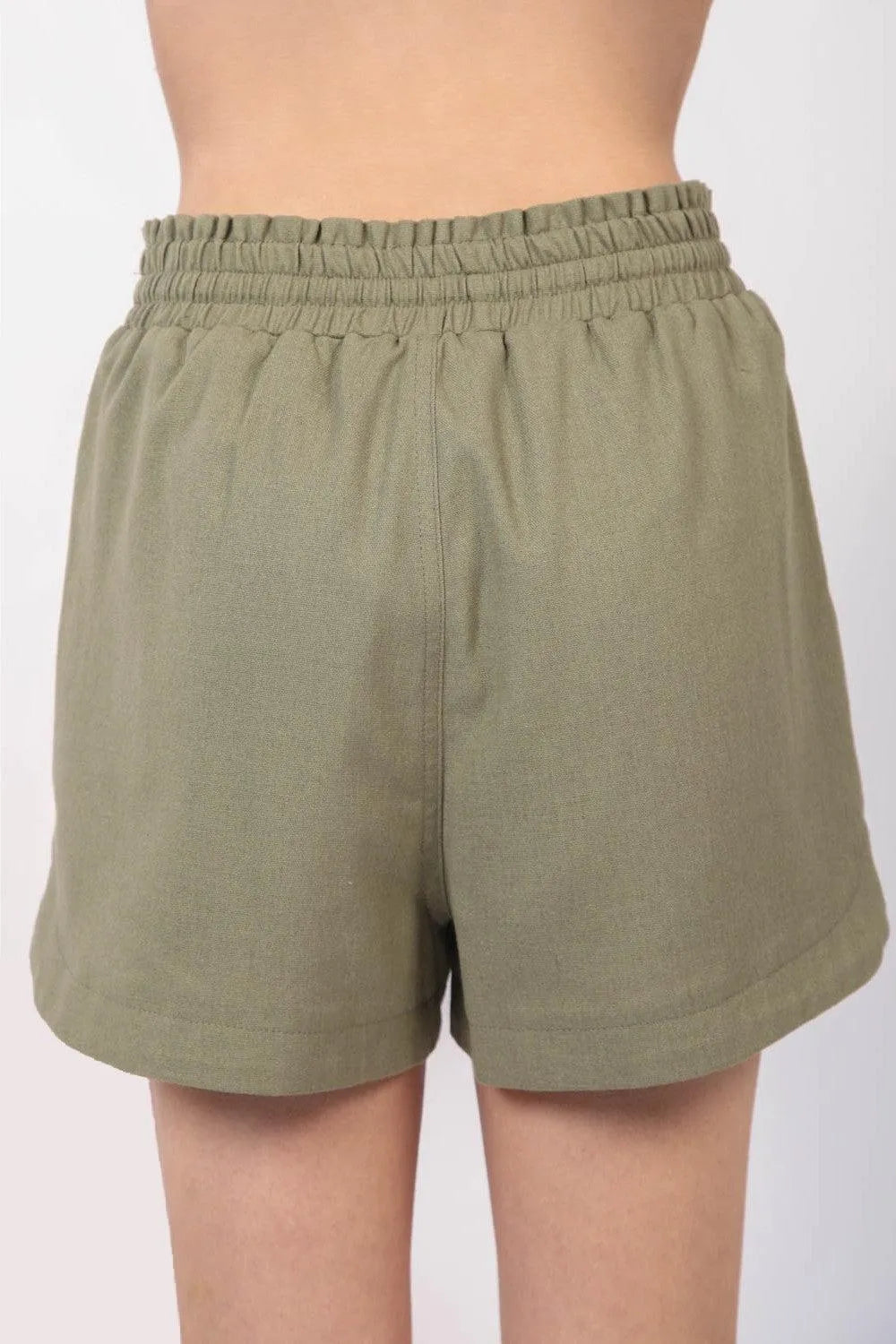 VERY J Drawstring Elastic Waist Linen Shorts - 6i6