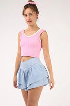 VERY J V-Shaped High Waist Layered Active Shorts - 6i6