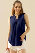 Ninexis Full Size Notched Sleeveless Top - 6i6