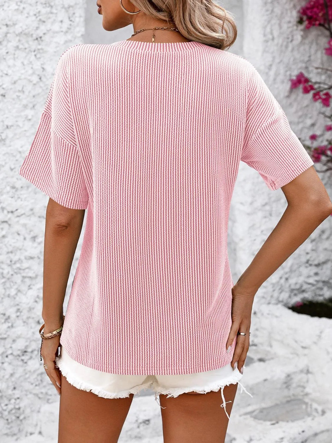 V-Neck Dropped Shoulder T-Shirt - 6i6