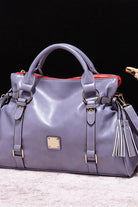 PU Leather Handbag with Tassels - 6i6