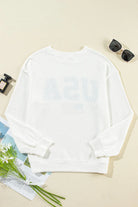 Letter Graphic Round Neck Long Sleeve Sweatshirt - 6i6