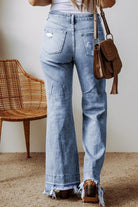 Raw Hem Bootcut Jeans with Pockets - 6i6