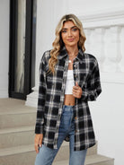 Plaid Button Up Long Sleeve Shirt - 6i6