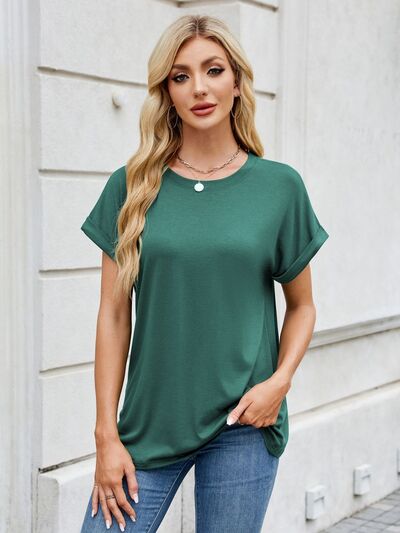 Florira Round Neck Short Sleeve T-Shirt for women from 6i6.com, a versatile and comfortable basic for everyday wear.