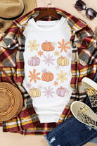 Pumpkin & Flower Round Neck Short Sleeve T-Shirt - 6i6