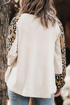 Plus Size Leopard V-Neck Raglan Sleeve Blouse - 6i6