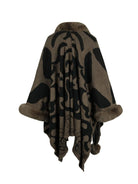 Faux Fur Trim Poncho - 6i6